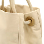 Chanel Camellia Logo Tote Shoulder Leather Beige White Gold — view 6
