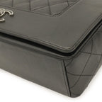 Chanel Mademoiselle Vintage Double Flap Chain Shoulder Bag Leather Black Silver — view 3