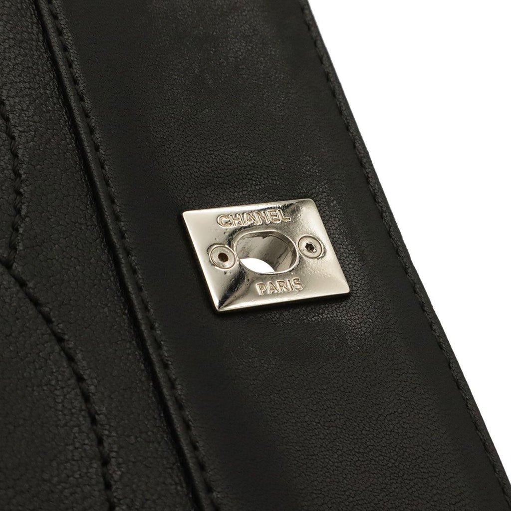 Chanel Mademoiselle Vintage Double Flap Chain Shoulder Bag Leather Black Silver — view 7