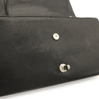 Chanel Mademoiselle Vintage Double Flap Chain Shoulder Bag Leather Black Silver — view 8