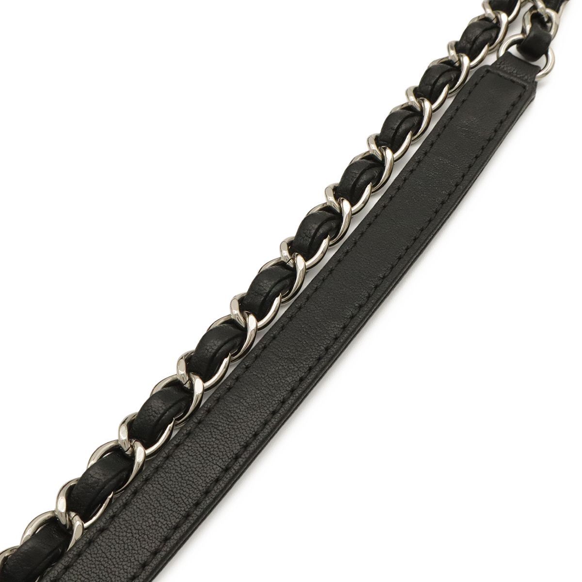 Chanel Mademoiselle Vintage Double Flap Chain Shoulder Bag Leather Black Silver — view 4