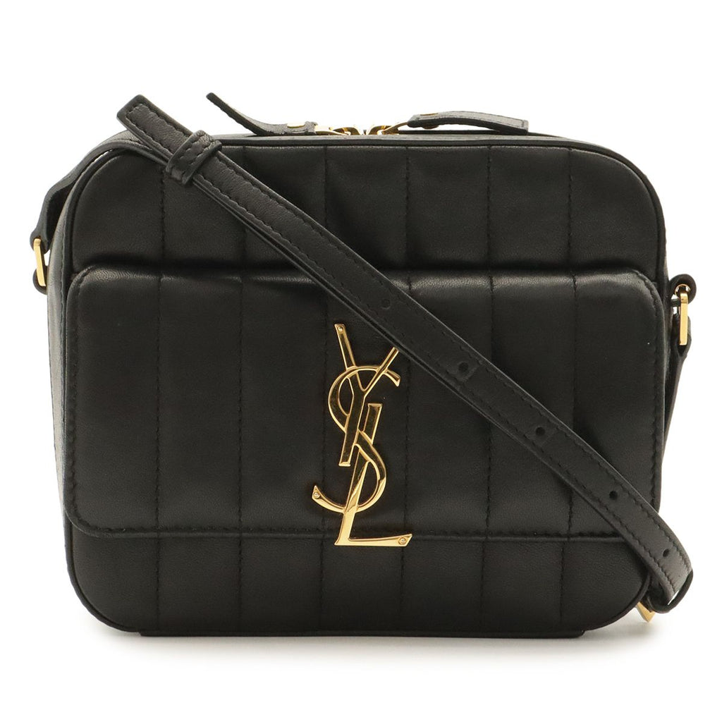 Saint Laurent Paris YSL Vicky Camera Bag Leather Black Gold