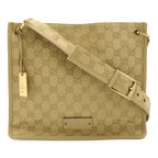 Gucci GG Canvas Shoulder Bag Crossbody Beige Gold