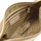 Prada Logo Jacquard Shoulder Bag Crossbody Canvas Leather Corda Khaki Beige — view 5