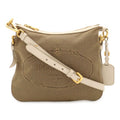 Prada Logo Jacquard Shoulder Bag Crossbody Canvas Leather Corda Khaki Beige