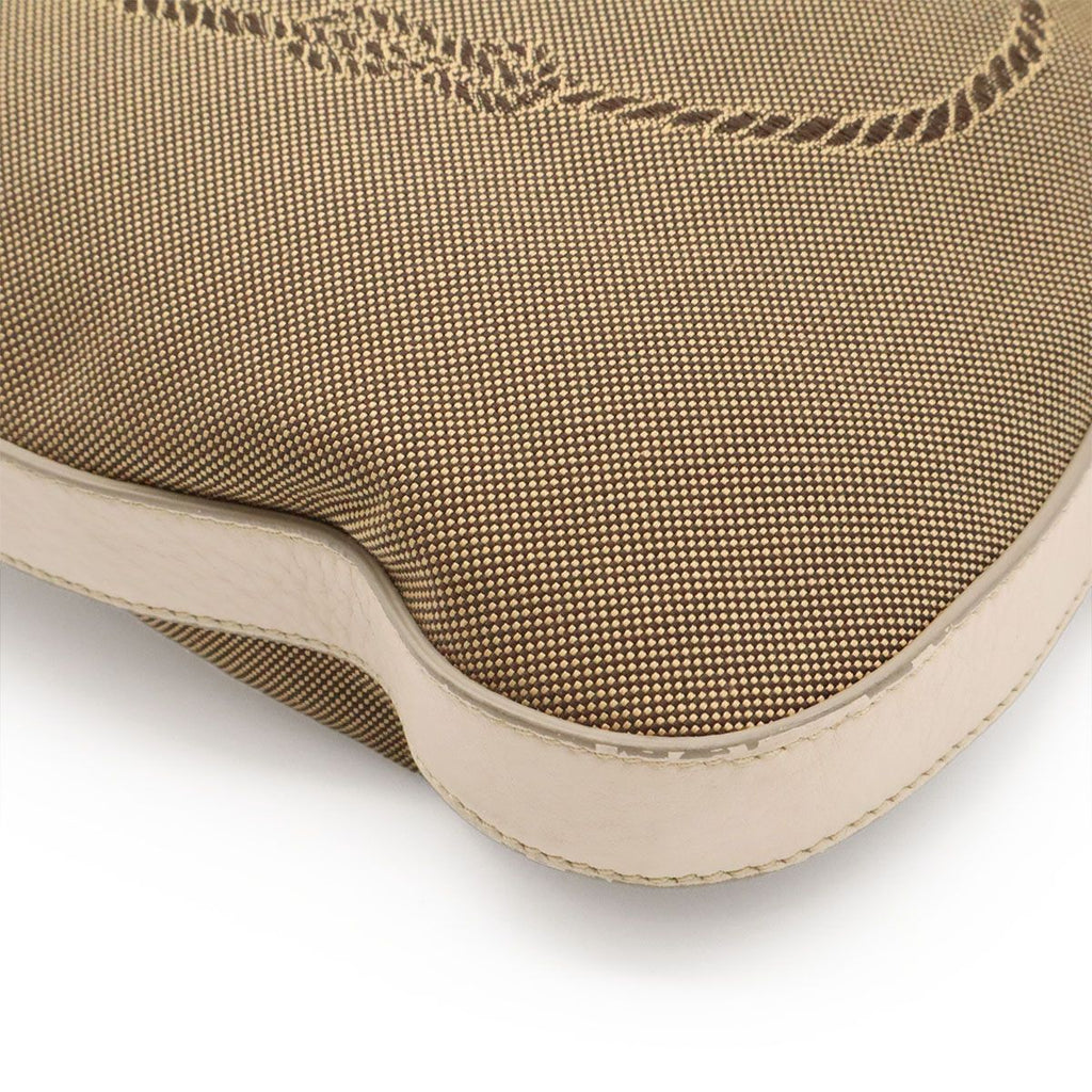 Prada Logo Jacquard Shoulder Bag Crossbody Canvas Leather Corda Khaki Beige — view 3