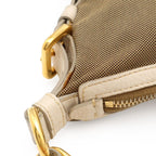 Prada Logo Jacquard Shoulder Bag Crossbody Canvas Leather Corda Khaki Beige — view 7