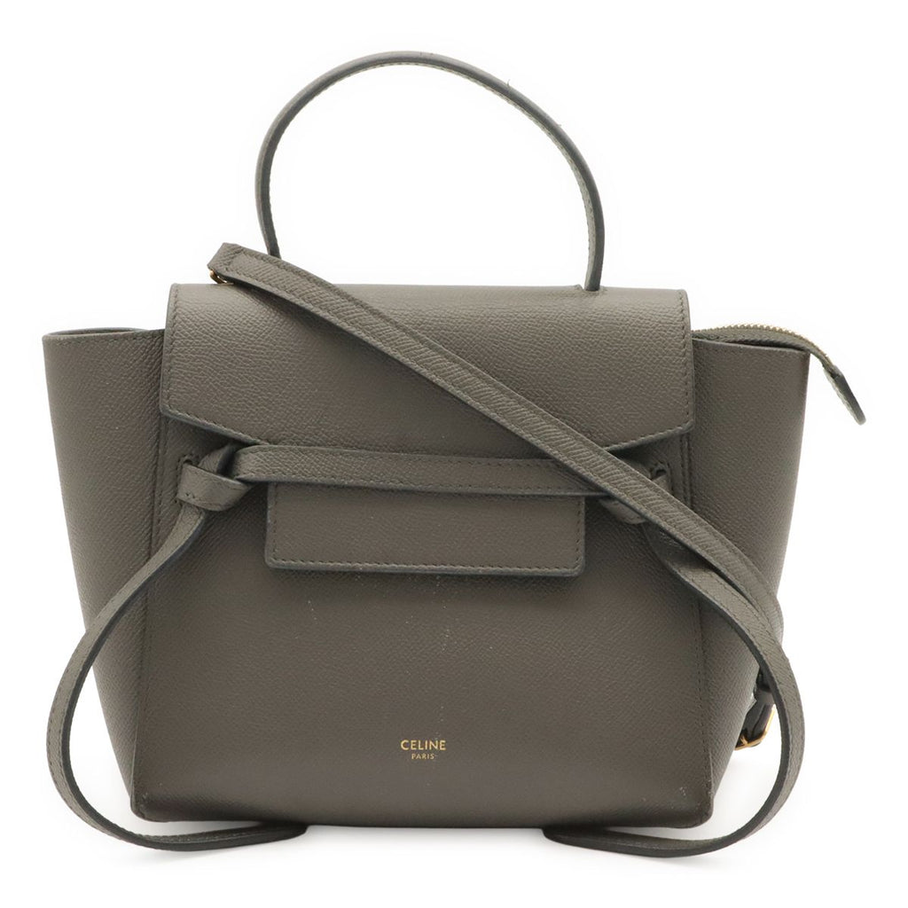 Celine Belt Bag Nano 2-Way Crossbody Leather Gray Gold