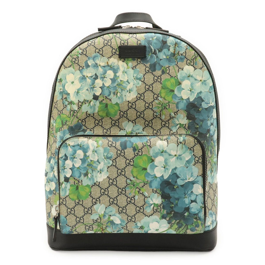 Gucci GG Blue Mus Supreme Backpack Flower Floral Pattern Leather Multicolor