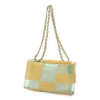 Chanel Chocolate Bar CC Logo Chain Shoulder Bag Vinyl Light Blue Beige Silver — view 2