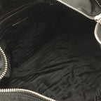 Prada Triangle Logo Shoulder Bag Nylon Leather Nero Black Silver — view 8