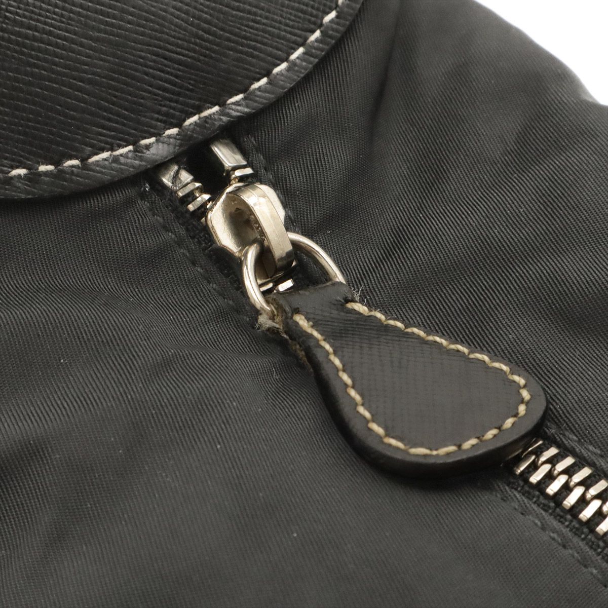 Prada Triangle Logo Shoulder Bag Nylon Leather Nero Black Silver — view 7
