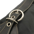 Prada Triangle Logo Shoulder Bag Nylon Leather Nero Black Silver — view 5