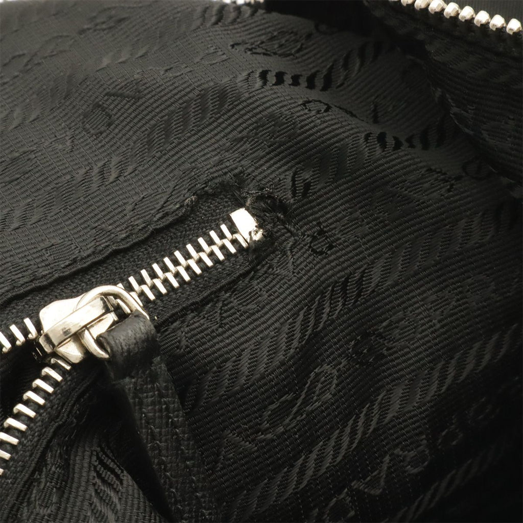 Prada Triangle Logo Shoulder Bag Nylon Leather Nero Black Silver — view 9