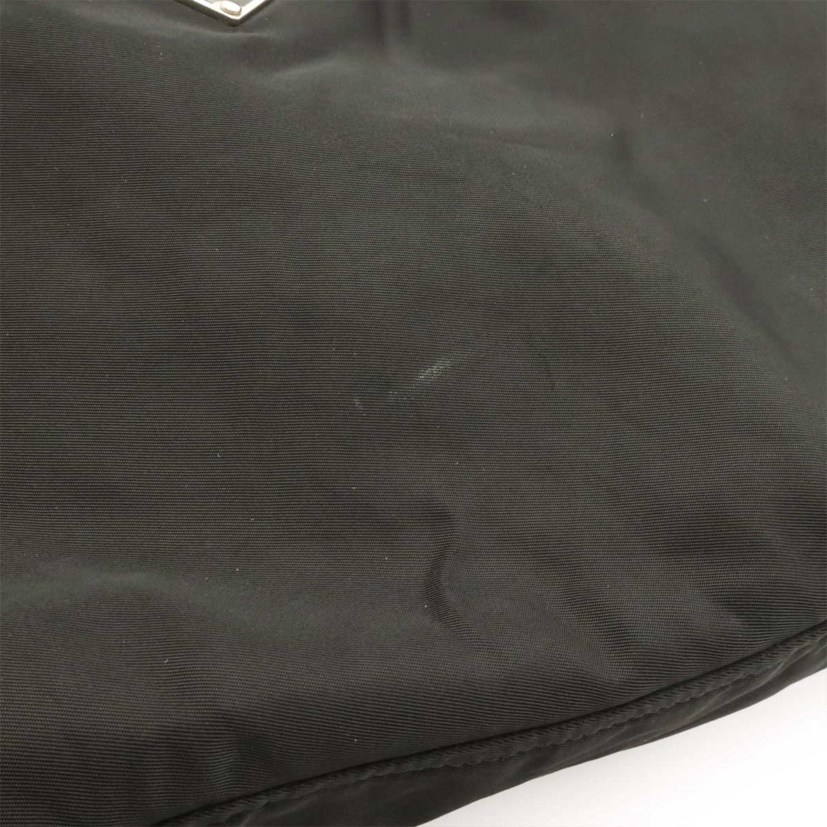 Prada Triangle Logo Shoulder Bag Nylon Leather Nero Black Silver — view 4