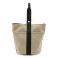 Hermes Saxo MM Handbag Toile Ash Beige Black Silver
