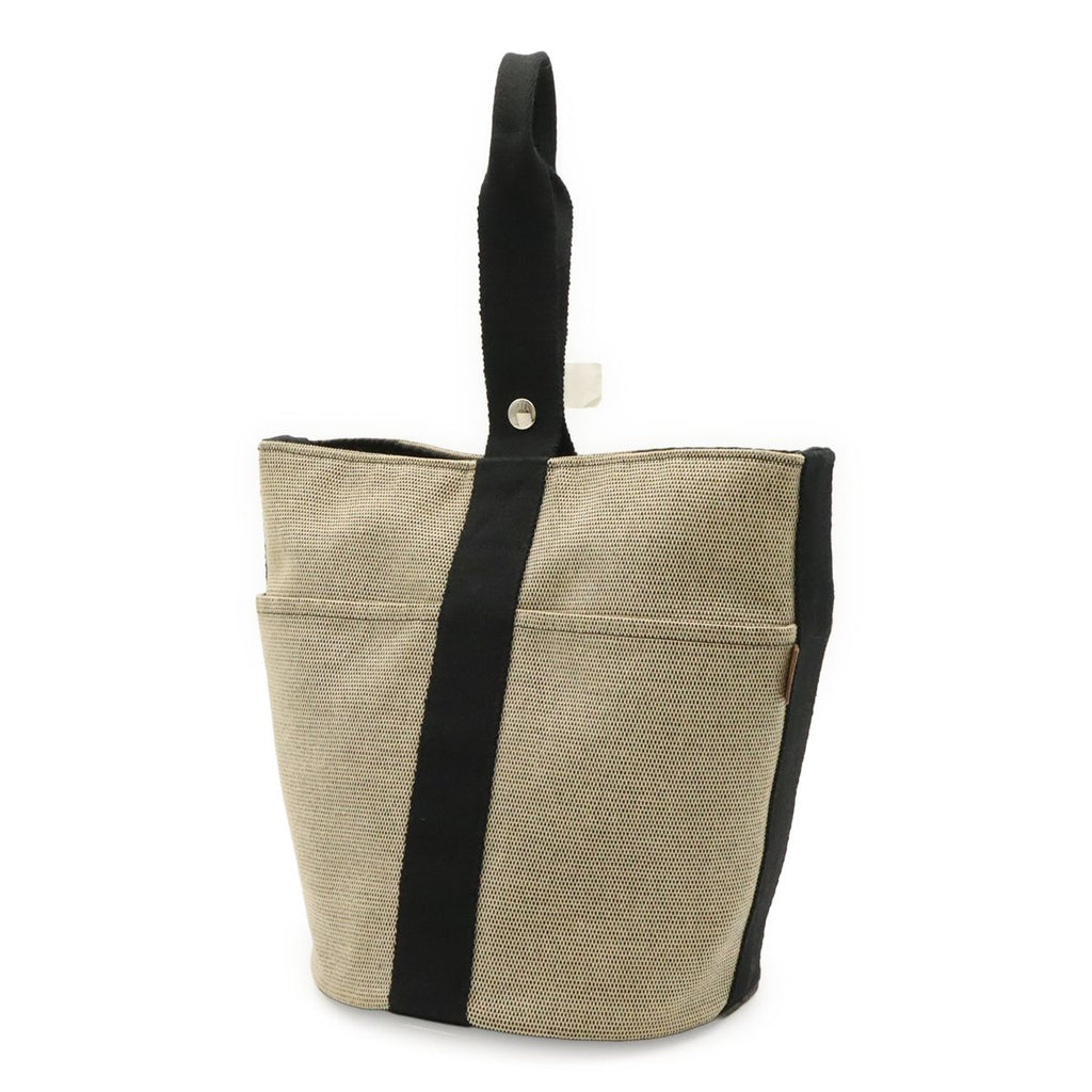 Hermes Saxo MM Handbag Toile Ash Beige Black Silver — view 2