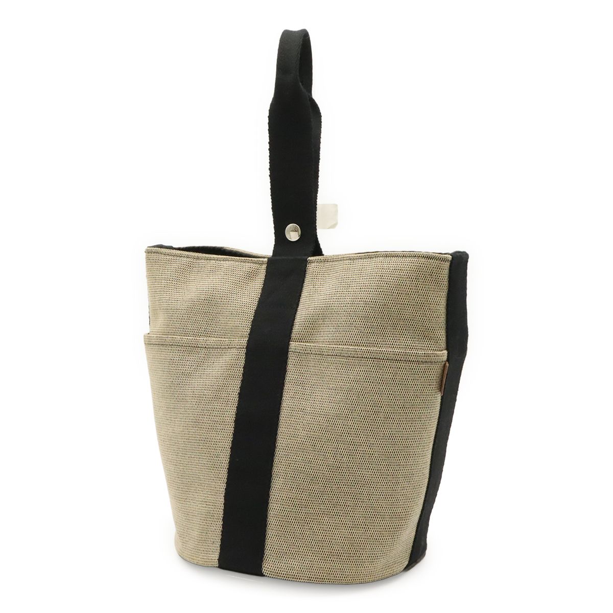 Hermes Saxo MM Handbag Toile Ash Beige Black Silver — view 2