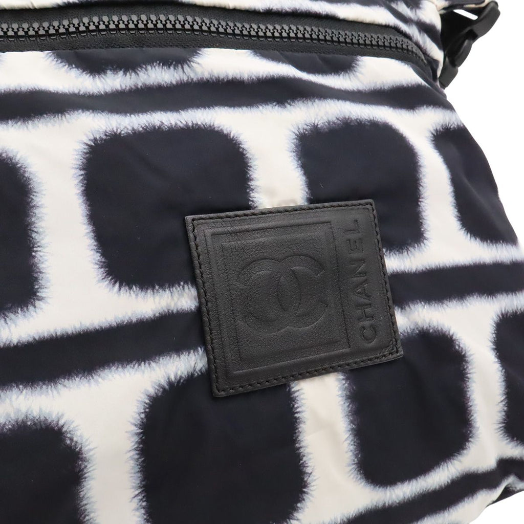 Chanel Sports Line Shoulder Bag Crossbody Reversible Nylon Leather Black White — view 9