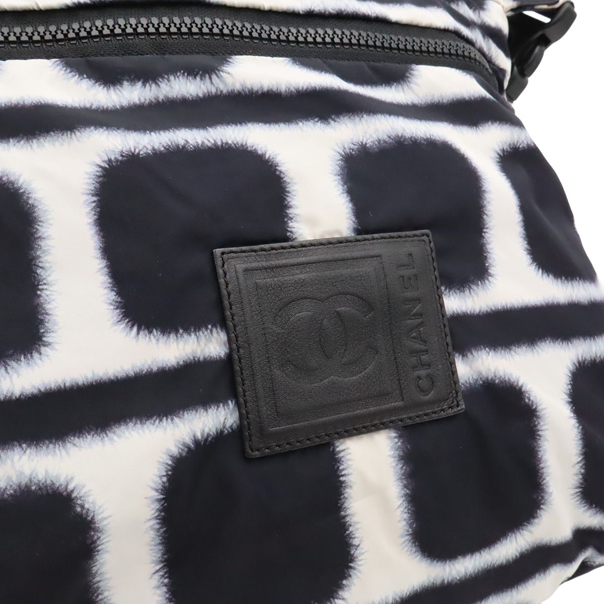 Chanel Sports Line Shoulder Bag Crossbody Reversible Nylon Leather Black White — view 9