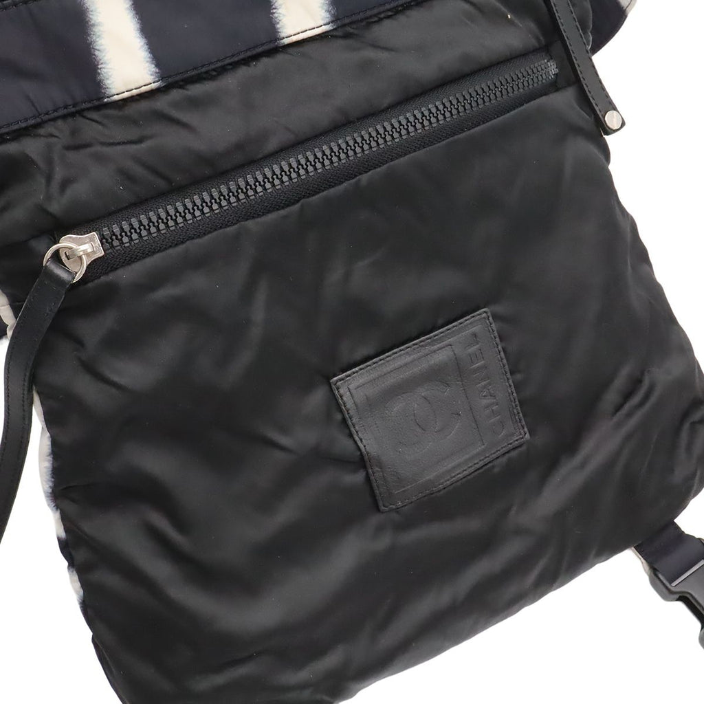 Chanel Sports Line Shoulder Bag Crossbody Reversible Nylon Leather Black White — view 5