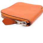 Hermes Azap Compact Mini Coin Purse Zip Around Chevre Mysore Leather Orange — view 4