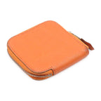 Hermes Azap Compact Mini Coin Purse Zip Around Chevre Mysore Leather Orange — view 2