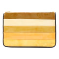 Chanel Logo Stripe Border Clutch Enamel Patent Leather Yellow Multicolor Black