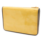 Chanel Logo Stripe Border Clutch Enamel Patent Leather Yellow Multicolor Black — view 2