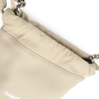 Saint Laurent Paris YSL Teddy Small Chain Shoulder Bag Drawstring Leather Ivory — view 6