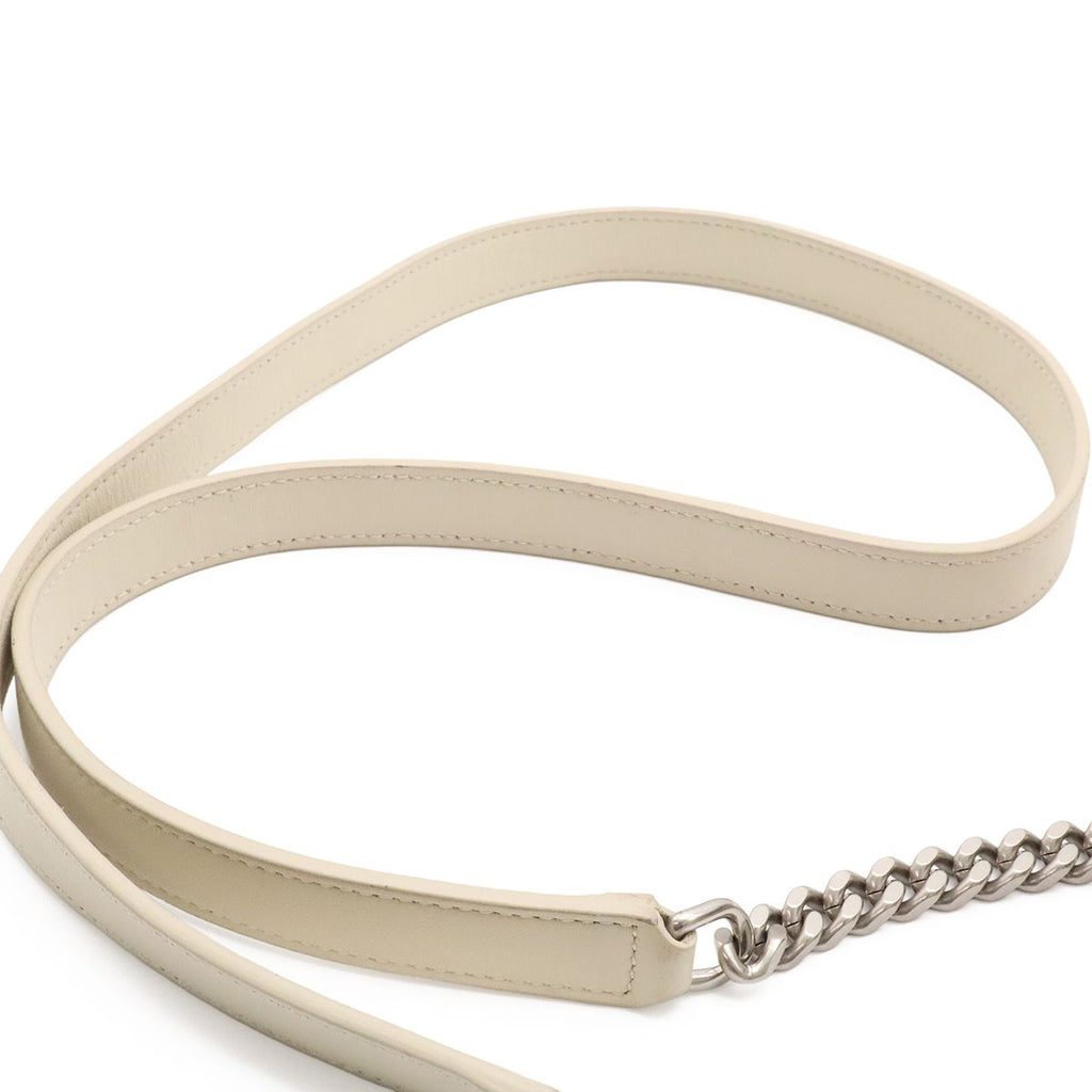 Saint Laurent Paris YSL Teddy Small Chain Shoulder Bag Drawstring Leather Ivory — view 4