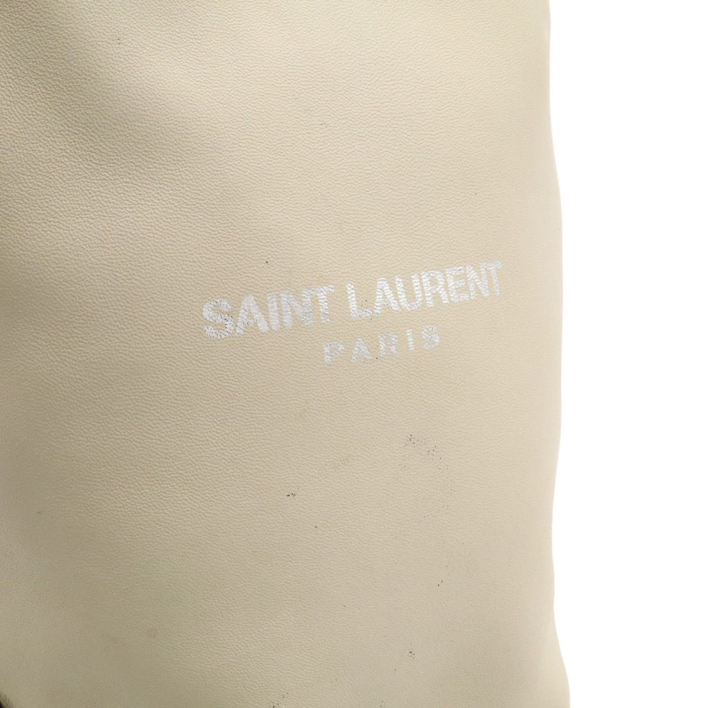 Saint Laurent Paris YSL Teddy Small Chain Shoulder Bag Drawstring Leather Ivory — view 7