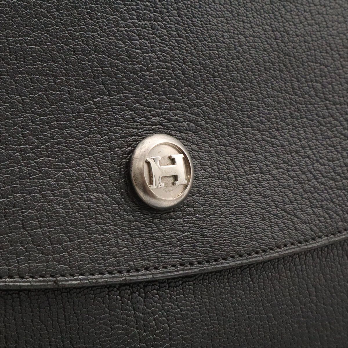 Hermes Pochette Rio Clutch Business Chevre Leather Black Silver — view 4