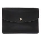 Hermes Pochette Rio Clutch Business Chevre Leather Black Silver