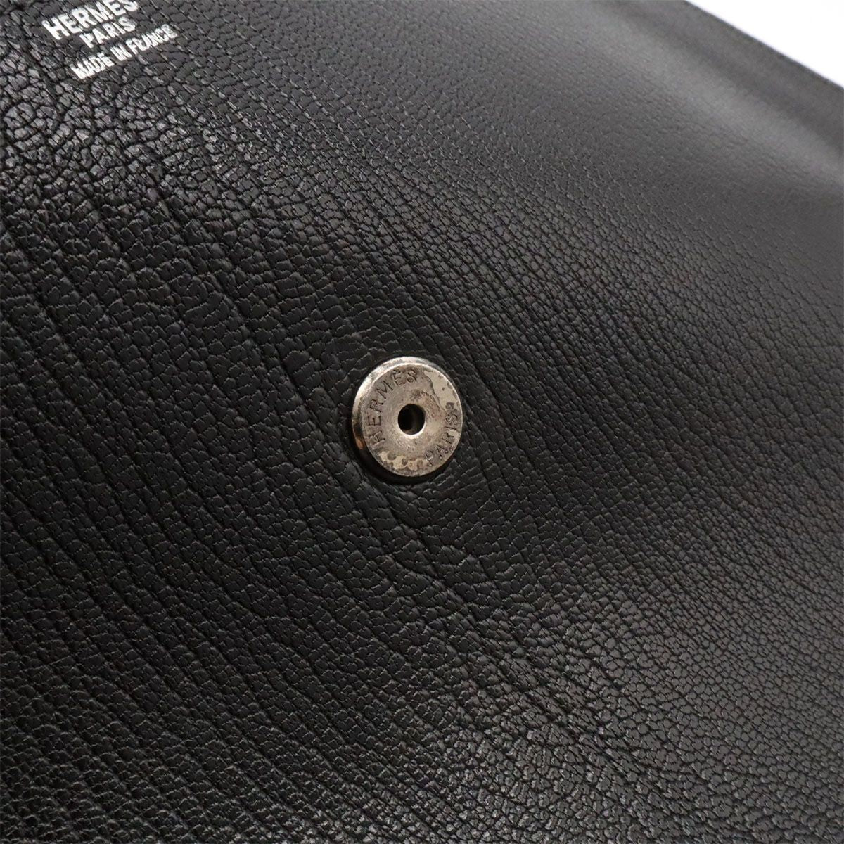 Hermes Pochette Rio Clutch Business Chevre Leather Black Silver — view 9