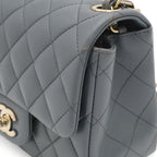 Chanel Quilted CC Logo Mini Flap Chain Shoulder Bag Pochette Leather Gray Gold — view 8