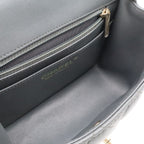 Chanel Quilted CC Logo Mini Flap Chain Shoulder Bag Pochette Leather Gray Gold — view 7