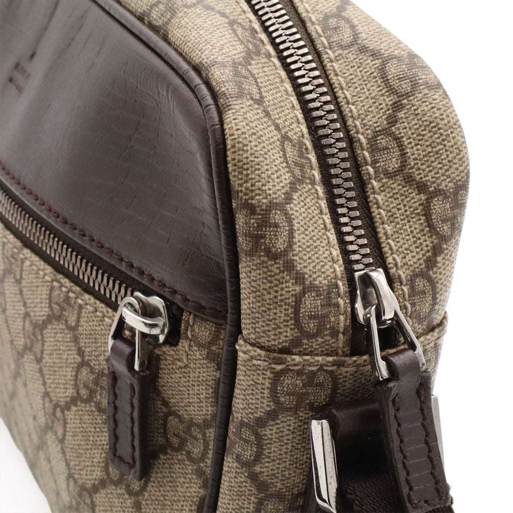 Gucci GG Supreme Plus Shoulder Bag Pochette Crossbody Leather Khaki Beige Brown — view 6