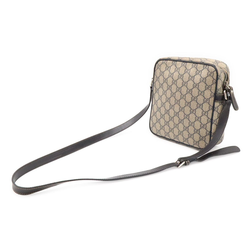 Gucci GG Plus Supreme Shoulder Bag Pochette Crossbody Leather Navy Beige Silver — view 2