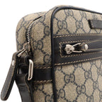 Gucci GG Plus Supreme Shoulder Bag Pochette Crossbody Leather Navy Beige Silver — view 5