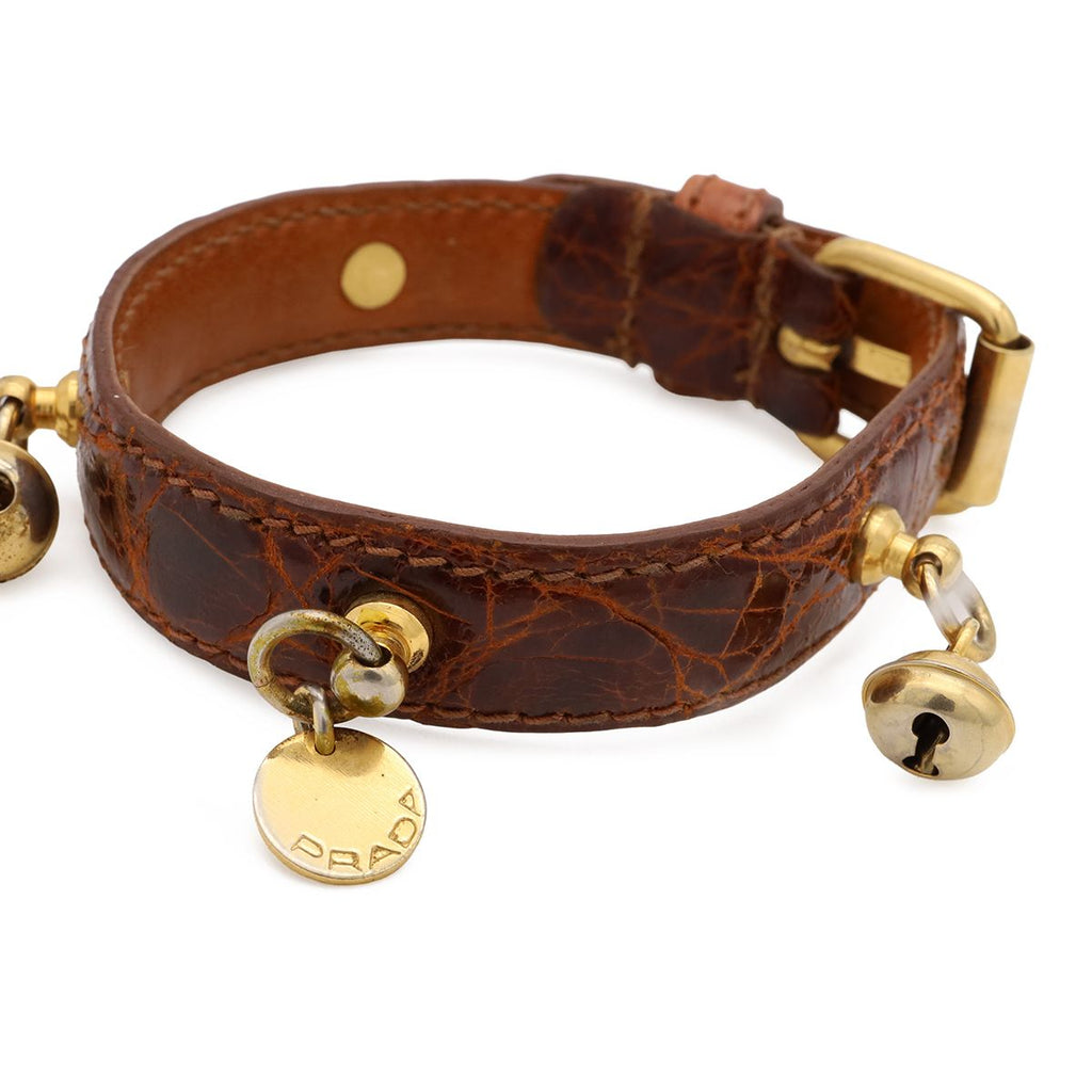 Prada Belt Bracelet Bangle Bell Motif Charm Croco — view 3