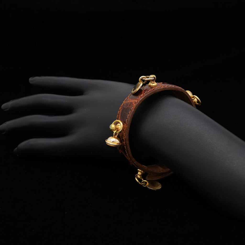 Prada Belt Bracelet Bangle Bell Motif Charm Croco — view 7