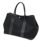 Hermes Garden Party PM Tote Shoulder Bag Toile Officier Leather Black — view 2