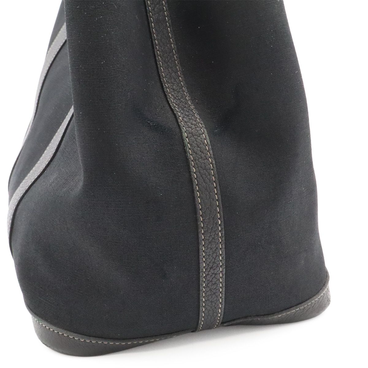 Hermes Garden Party PM Tote Shoulder Bag Toile Officier Leather Black — view 7