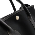 Hermes Garden Party PM Tote Shoulder Bag Toile Officier Leather Black — view 8