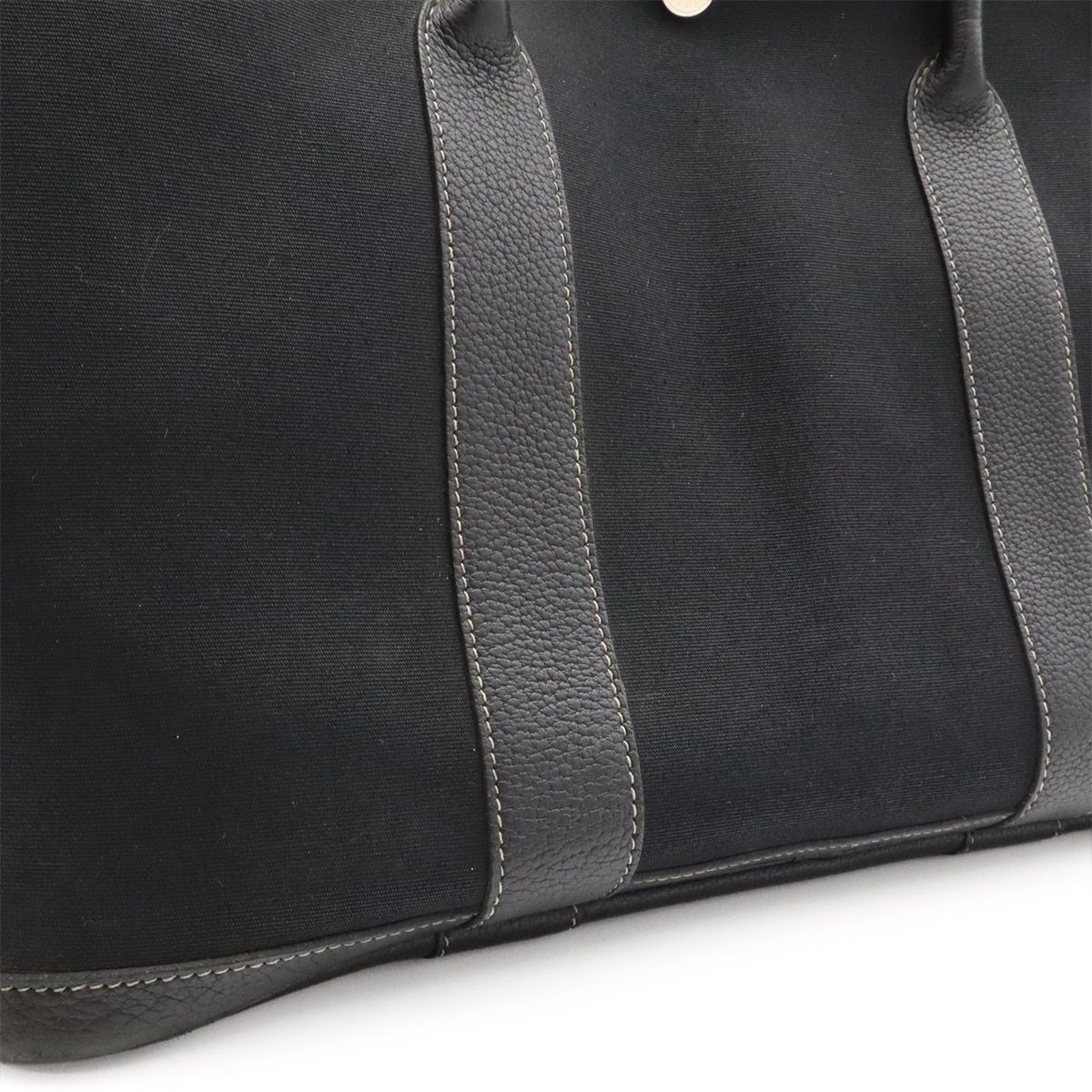 Hermes Garden Party PM Tote Shoulder Bag Toile Officier Leather Black — view 5