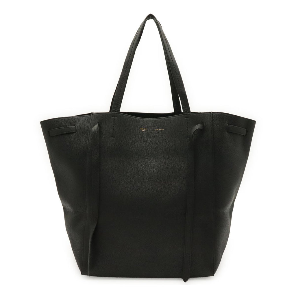 Celine Cabas Phantom Tote Shoulder Bag Semi Leather Black