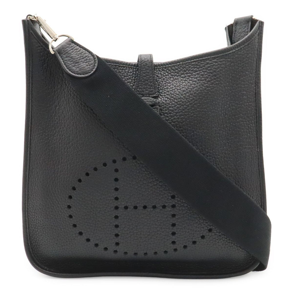 Hermes Evelyne I 1 PM Shoulder Bag Togo Leather Black Silver