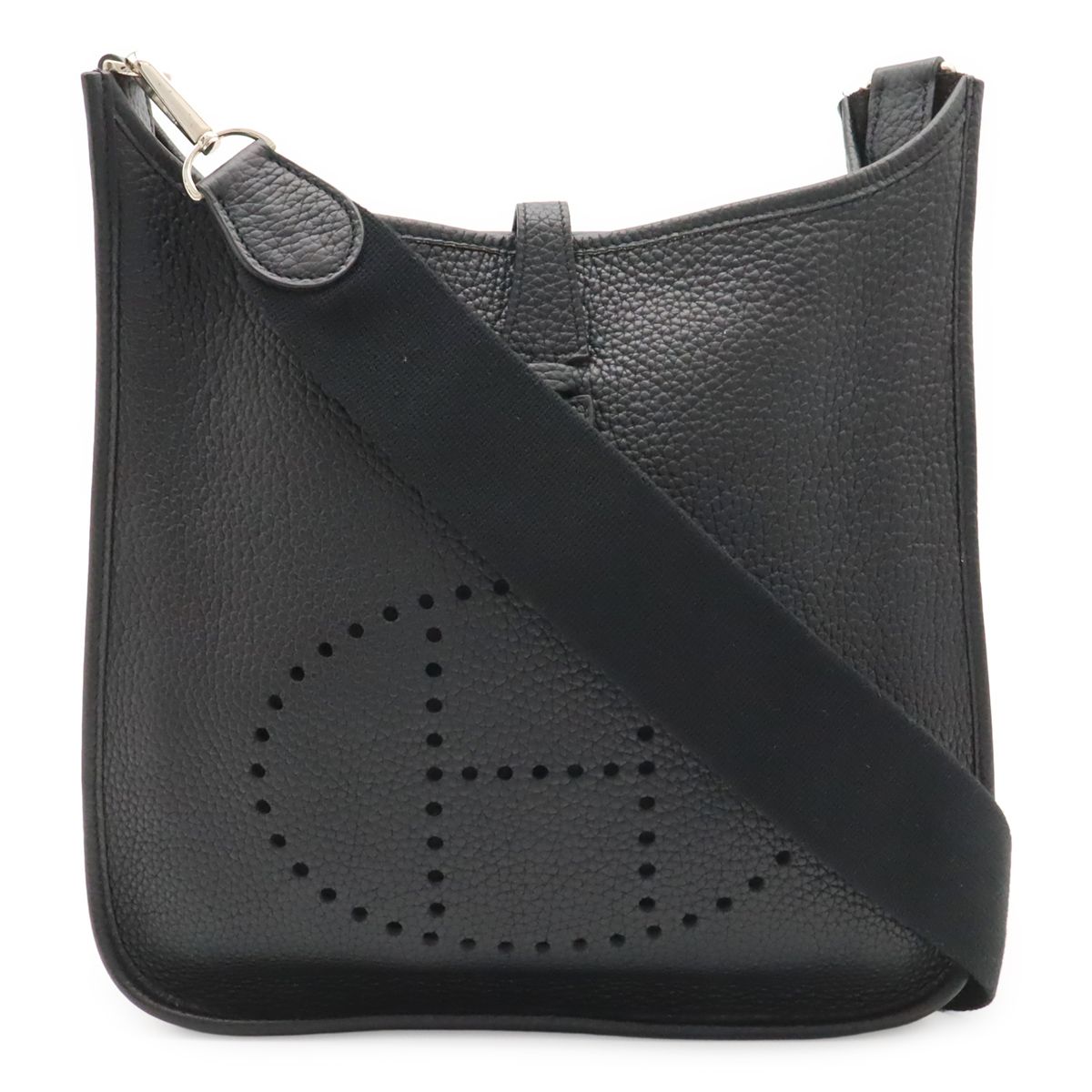 Hermes Evelyne I 1 PM Shoulder Bag Togo Leather Black Silver