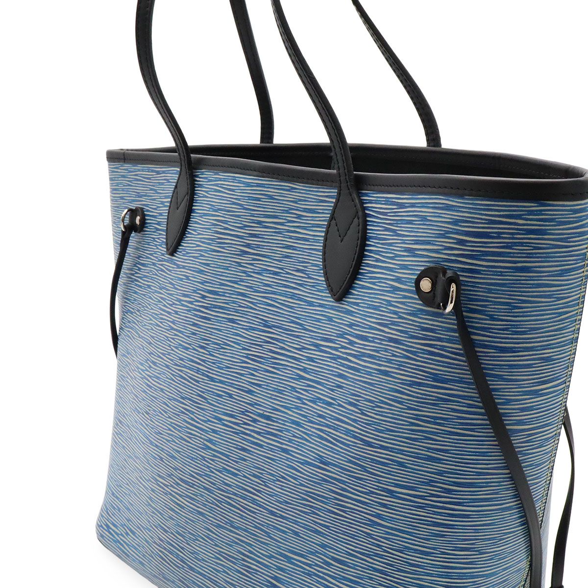 Louis Vuitton Epi Denim Neverfull MM Tote Shoulder Bag with Leather Blue Pouch — view 5
